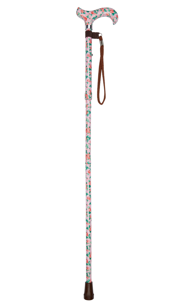 Roses Pattern Folding Stick With Patterned Handle