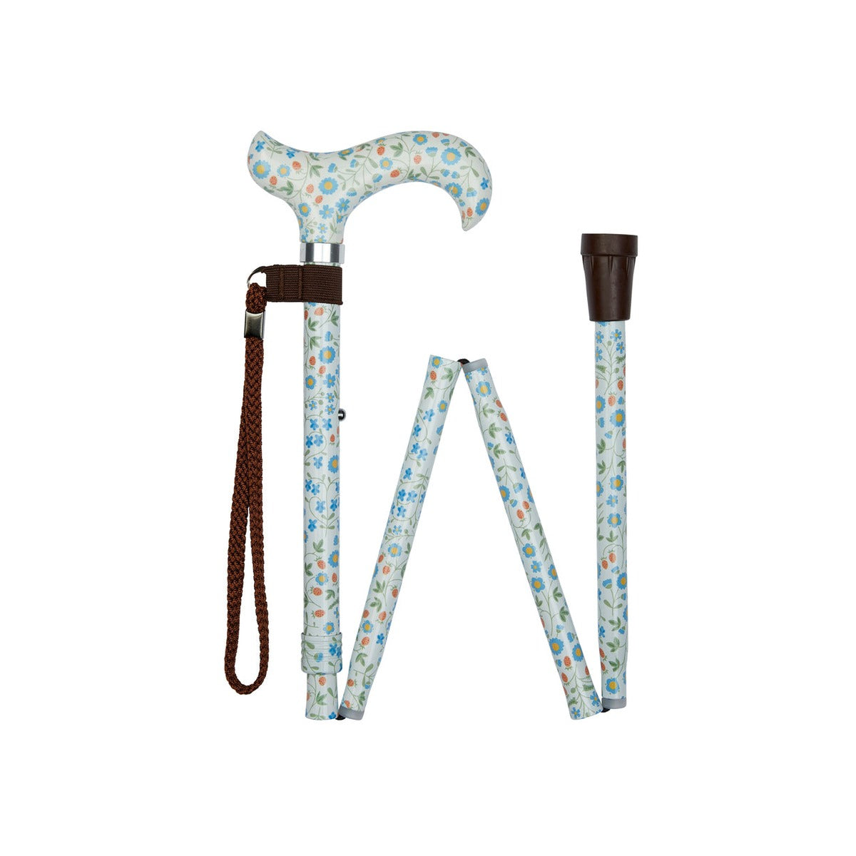 Scandi Floral Pattern Folding Stick With Patterned Handle