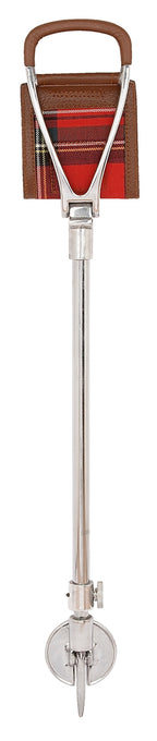 Tan Leather Adjustable Shooting Stick With Royal Stewart Tartan